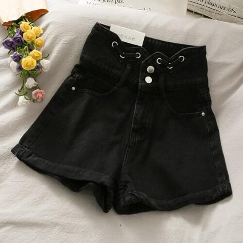 2021 Summer Stylish Shorts Women High Waist Buttons Slim Denim Jeans Pants Pockets Casual High Street Trousers