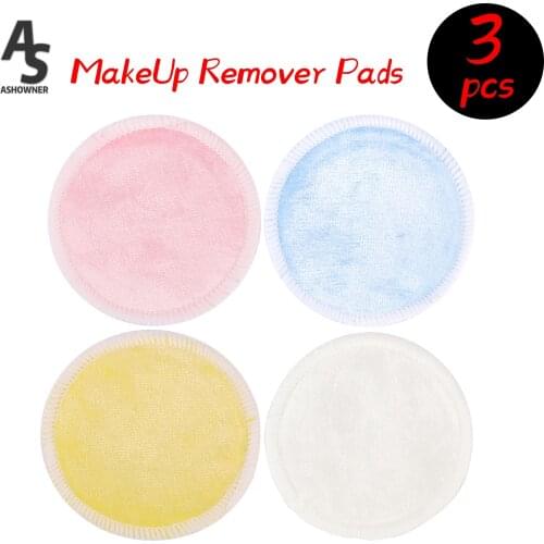 1/3pcs Makeup Remover Pads Reusable Bamboo Makeup Remover Pad Washable Round Cleansing Facial Cotton Make Up Removal Pads Tool