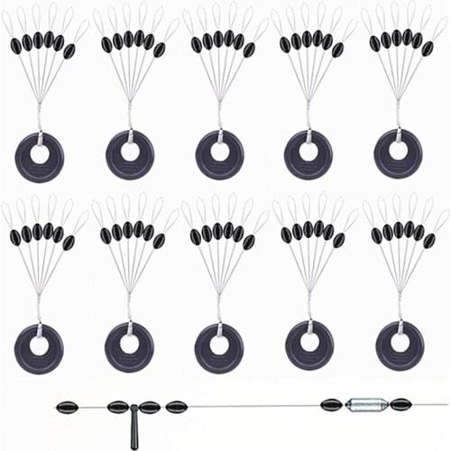 10 groups/set Float Space Bean Connector Fishing Line Tackle Accessories Rubber Space Beans Oval Stopper Fishing Bobber