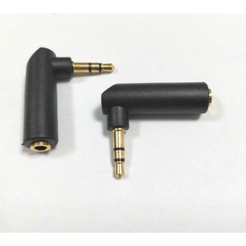100pcs Gold plated 90 Degree 3.5mm Stereo plug TO Female jack Adaptor connector