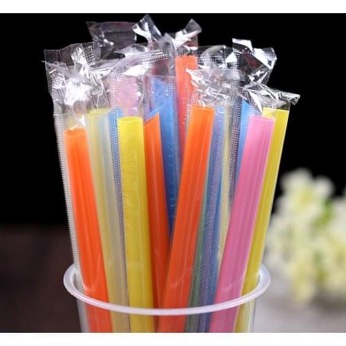 100pcs Milk Teasoy Straws Milk and Juice Transparent Straws Individually Packaged Straight Straw Environmentally Friendly