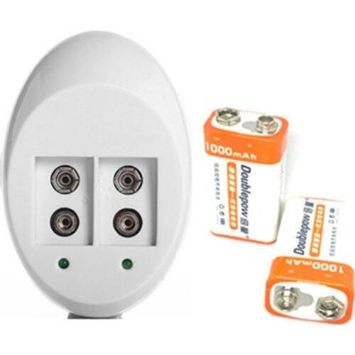 2pcs/lot Powerful capacity 1000mAh lithium ion battery 9V rechargeable battery +1pcs 9V smart charger
