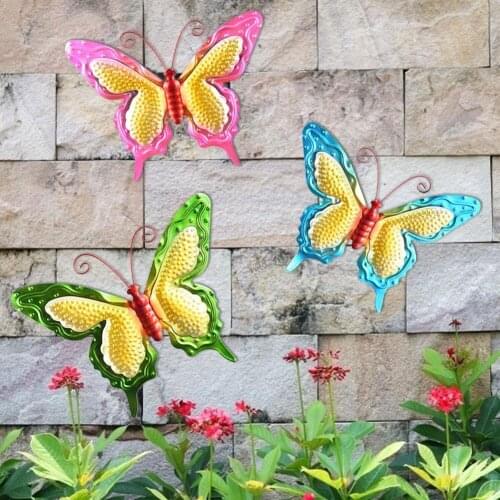 3PCS Metal Butterfly Wall Decoration Indoor Outdoor Wall Hanging Patio Garden Decorated Living Room Hallway Patio Wall Hanging