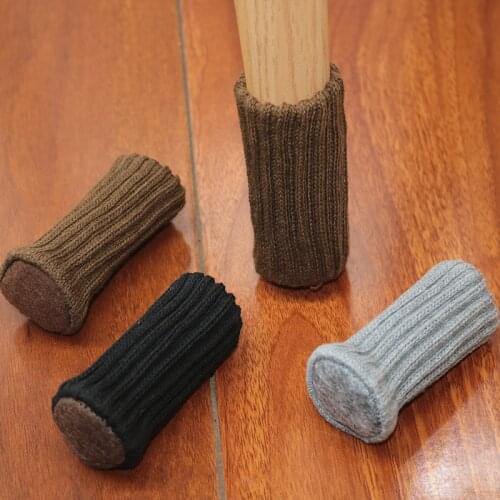 4pcs/set Anti Skid Chair Leg Cover Knitting Table Foot Sock Solid Desk Leg Caps Room Floor Protectors Home Decor
