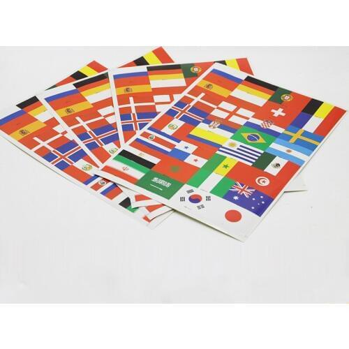5pcs/lot 32 teams flag sticker Football fan decoration Sticker cheerleading DIY celebrate Flag Face Stickers 32*22cm
