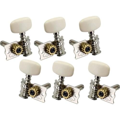 6pcs Silver Open Gear Guitar Tuning Pegs With Cream Button For Acoustic