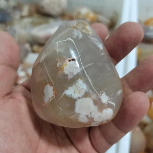 AAA+ 100% Natural Cherry Blossoms Palm Massage Therapy Polished Stone Natural Quartz Crystals Agate Play Stone