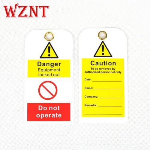 12pcs free ship Durable PVC Safety Lockout padlock tag tuff tags do not operate tag Content can be customized