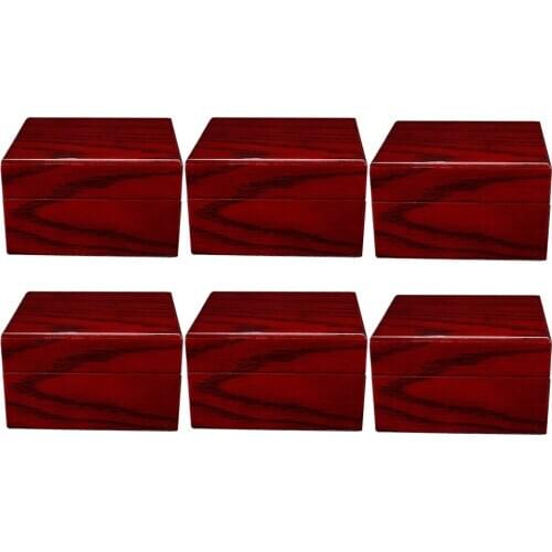 6 Pack Wood Watch Box Luxury Wristwatch Collection Premium Wooden Wine Red Color Home Travel Showcase