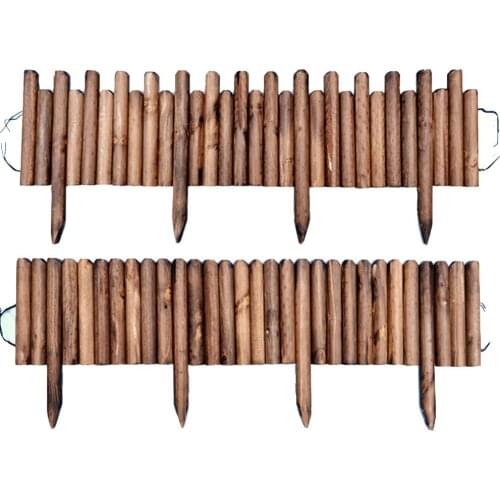 Spiked Log Roll Border Easy Plugin Fence Palisade Corrosion Resistant Wooden Edging Fence for Flower Beds Lawns Paths clever