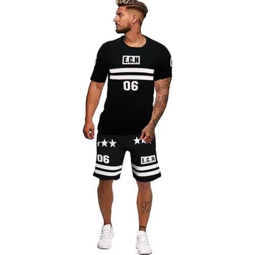 Printed T-Shirts Shorts Sets Fashion Sport Men Clothing Summer Casual T-Shirts MenS Sets Tracksuit Shorts Sets Ropa Hombre