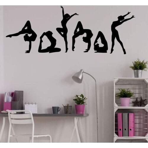 Gymnast Wall Decal Balance Floor Exercise Yoga Pose Silhouette Teen Girls Bedroom Gym Interior Decor Vinyl Window Stickers Q713