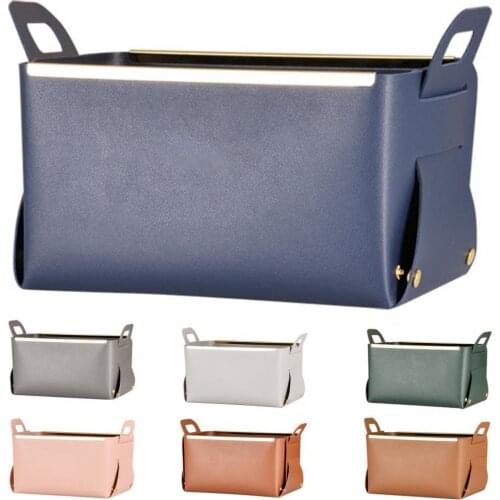 Hot Sales Storage Basket Eco-friendly Space-saving Faux Leather Foldable Storage Bin Supplies for Home