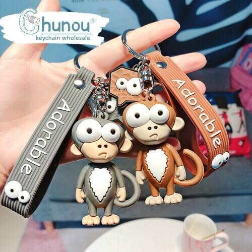 Creative Cartoon Big Eyes Monkey Keychain Cute Funny Female Eye-popping Monkey Key Chain Bag Car Party Wedding Toy Doll Gift