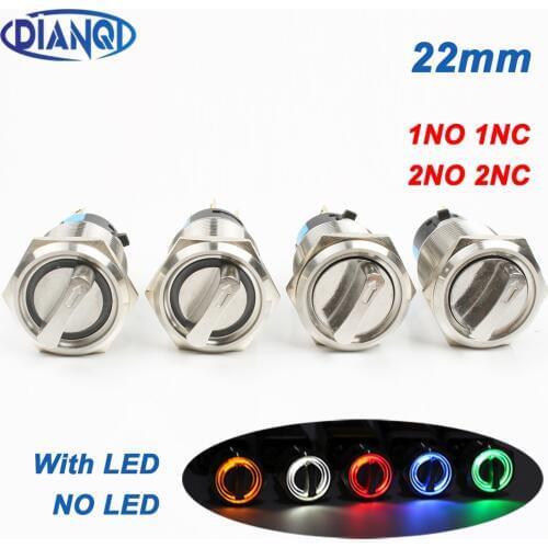 22mm metal rotary push button brass latching 2 or 3 position Switch Press Button rotary 2NO 2NC NONC Rotate button rotation RED