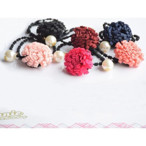 Fashion Korean pearl fabric flower Elastic Hair bands Generous styling Hair holder for Women and Girls free shipping
