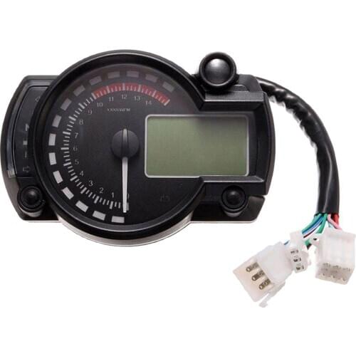 Motorcycle Digital LCD Speedometer Sensor Odometer Tachometer Gauge 14000RPM