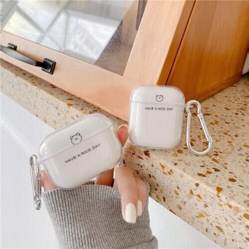 Ins bear soft clear silicone Earphone shell For Apple Airpod 2/1 pro 3 Earphone case for airpods capa fundas