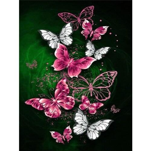 DIY 5D Poured Glue Diamond Painting Kits Scalloped Edge Butterfly Animals Modern Wall Art Canvas For Home Decor Frameless Gift