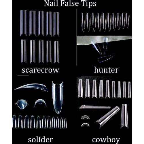 500pc Stiletto C-Curve False Nails 4.3-5.5cm Coffin ABS Korean Salon Nature/Clear Artificial Ballerina Half Nail Fake Tips TD83