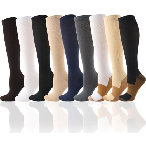 Mens and Womens Compression Socks Neutral Black and White Series Solid Elastic Outdoors Prevent Varicose Veins Reduce Fatigue