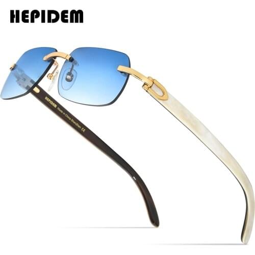 HEPIDEM Buffalo Horn Glasses Women New Square Rimless High Quality Men Sunglasses Luxury Eyewear Buffs Eyeglasses 0816