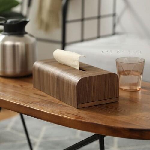Walnut Tissue Holder Japanese-style Tissues Box Cover Simplicity Paper Storage Boxes Home Hotel Restaurant Napkin Organizer Hold