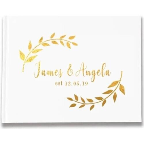 Personalized White Wedding Guest Book Botanical Wreath Guest Book Our Special Day Guest Book Album Sign Wedding Gift for Couple