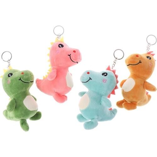 1pc 12cm Dinosaur Plush Toy Stuffed Soft Pendant Dolls With Keychain Keyring Gifts