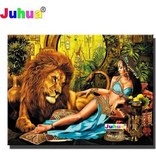 Full Square/Round Drill "Lion And India Woman" Mosaic Diamond Painting Cross Stitch DIY Diamond Embroidery puzzle Home Decor