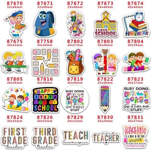 DIY Craft Supplies Sewing Accessories Cartoon Back To School Printed Planar Resins Mold 10 Pieces. PR-87670