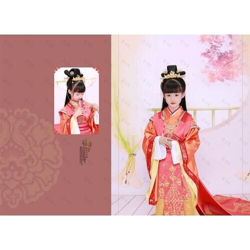 Qiong Hua Princess Red Dance Costume Little Girl Kids Costume for Childrens Day or Photography Stage Performance Hanfu