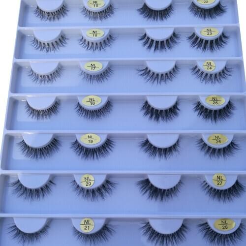 Mink Hair Eyelashes reusable Natural 3D Mink Messy Popular False Eyelash Full Strip Eyelashes Extension Transparent wide stem