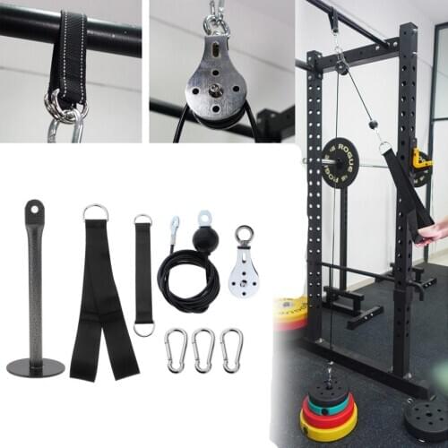 Pulley Cable Machine System Setup Build Straps, Swivel Pulley, Cable, Weight Loading Pin Set Triceps Training Expansion Strap