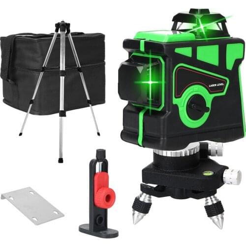 12 Lines Super Powerful 3D Level with Tripod 360 Horizontal And Vertical Cross Self-Leveling Green Laser Level