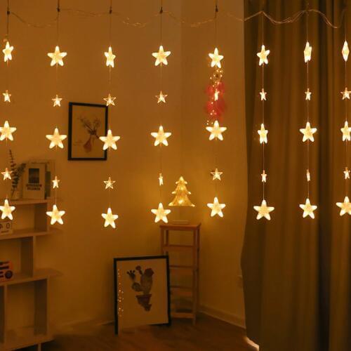 3.5M 136 LEDs Full Sky Star Curtain Icice LED String Light 8 Mode Romantic Star Window Wedding Party Christmas Garland