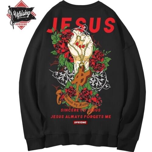 Hoodies, Sweatshirts UPRISING Men Hipster Tops Funny Jesus Aliens UFO Print long Sleeve Hip Hop Casual Streetwear Hoodies