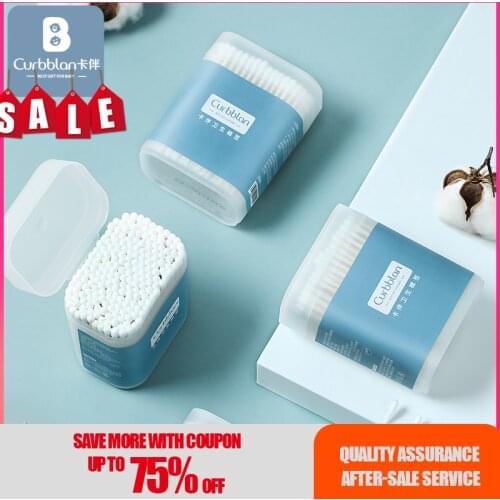 Curbblan 200 pcs/Box Baby Clean Cotton Swab Tools Ear Care Cleaning Nasal Wood Sticks Double Head Swab Adult Tip 400 pcs/Box