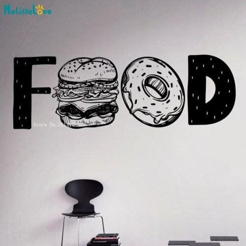 Burger Donut Food Wall Vinyl Decal Cafe Shop Kitchen Decor Ideas Interior Window Murals Art Sticker Removable YT5882