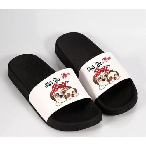 Womens Slippers Cute dog slippers Cartoon Beach Slippers Open Toe Indoor Home Woman Slides Bathroom Slippers Casual Slippers