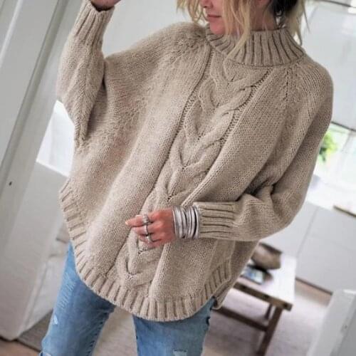 Autumn Winter New Womens Pullover Sweater Female Loose Lazy Wind Women Clothing High Collar Sweater Pull Pullover Woman Clothes