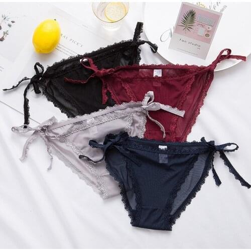 Women Underwear Sexy Lace Temptation Panties Women One Size Low-waist Shorts Female Transparent Mesh Embroidery Briefs Underpant