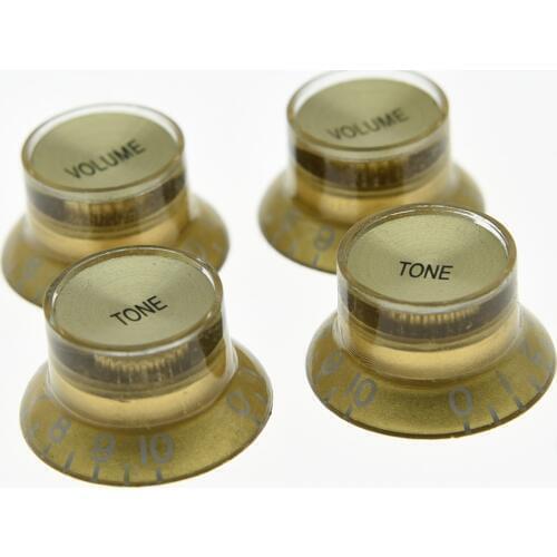 KAISH 4x LP Gold/Gold Top Hat Guitar Knobs Reflector Knobs fits LP