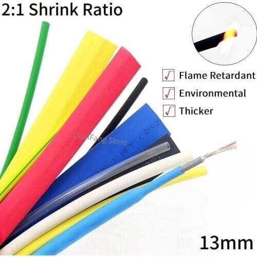 1M Heat Shrink Tube 13mm Diameter Insulated Polyolefin 2:1 Shrinkage Ratio Wire Wrap Connector Line Repair 600V Cable Sleeve