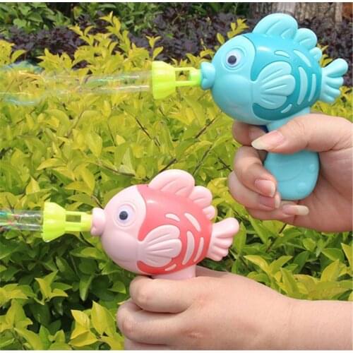 1Pc Cute Fish Soap Water Bubble Gun Bubble Blower Machine Toy For Kids Children Manual Gun Blower