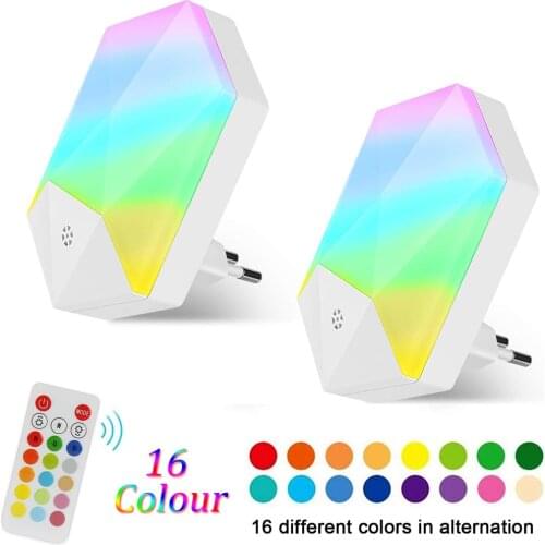 2pcs LED Plug Light Mini RGB Light Sensor Control Nightlight EU US Plug Dimmable Lamp for Children Living Room Lighting
