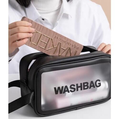 1PCS outdoor girl frosted cosmetic bag waterproof translucent storage bag cosmetic storage bag box cosmetic bag PVC zipper
