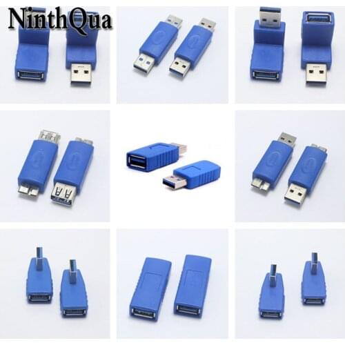 1pcs USB 3.0 Type A Male Plug AF Female jack DC Power Plug Jack High Speed UP / Down Type Right Angle Connector Adapter