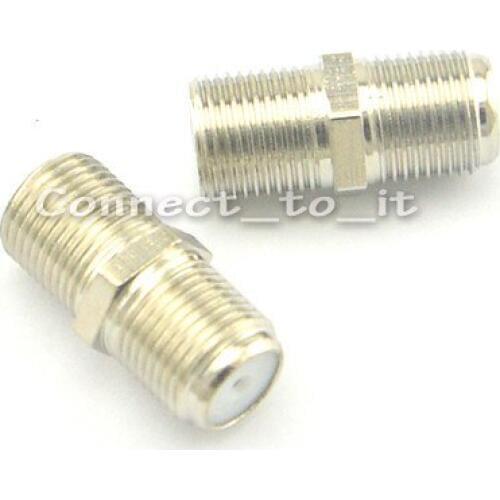 100 Pieces Nickel F Type Female to Female Coaxial Barrel Coupler Adapter Connector