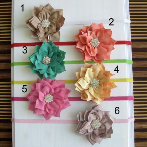 30 PCS/LOT Starburst Button Flower Headband with Rhinestone